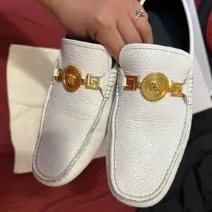 Versace | Shoes | Versace White Deer Skin Signature Loafers  display picture 2